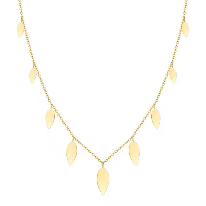 18K Gold Plated Stainless Steel Leaf Necklace