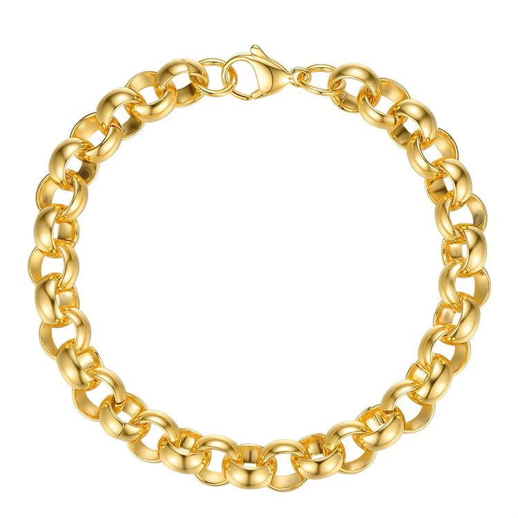 18K Gold Plated Stainless Steel Round Link Bracelet