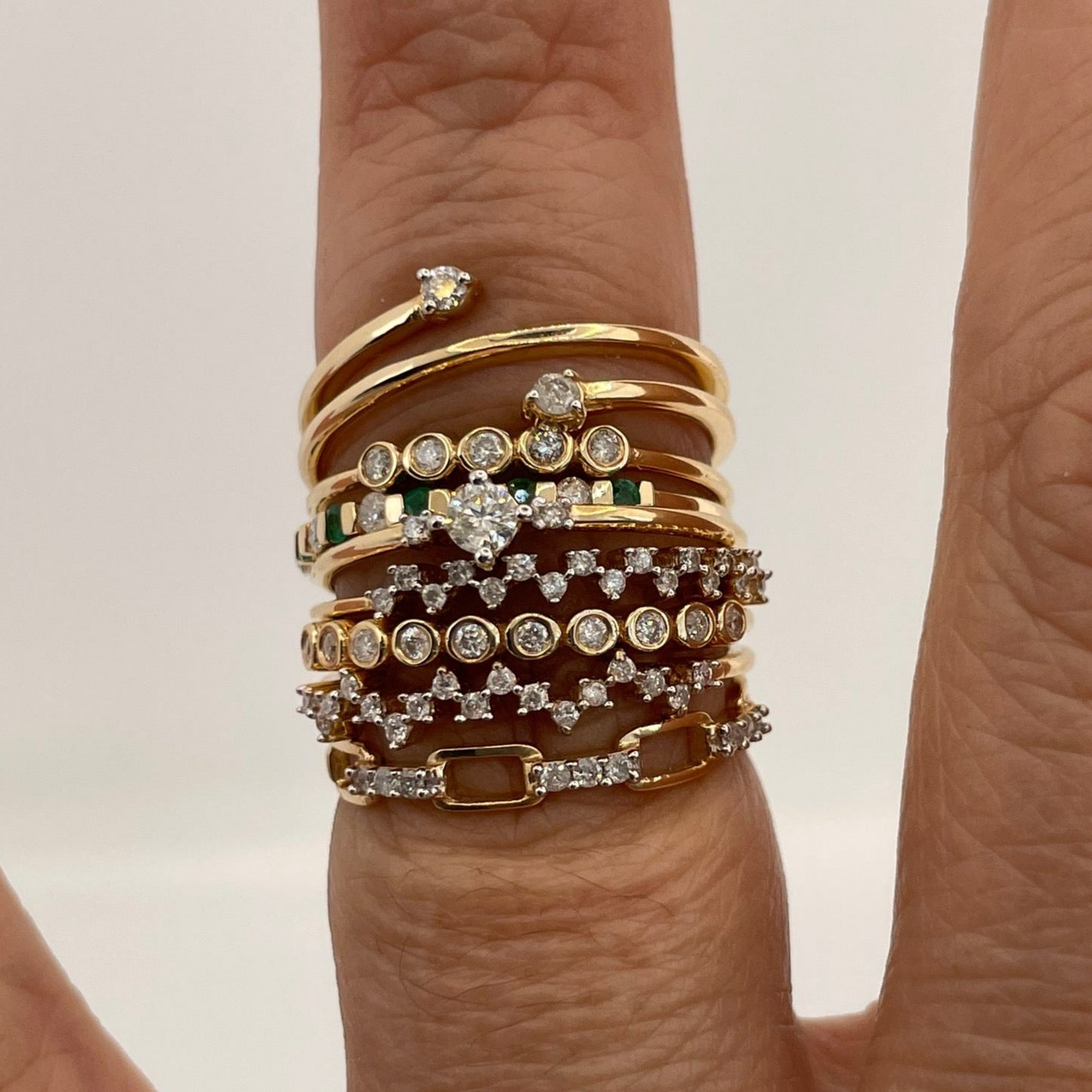 14K Gold Five Diamond Bubble Rings