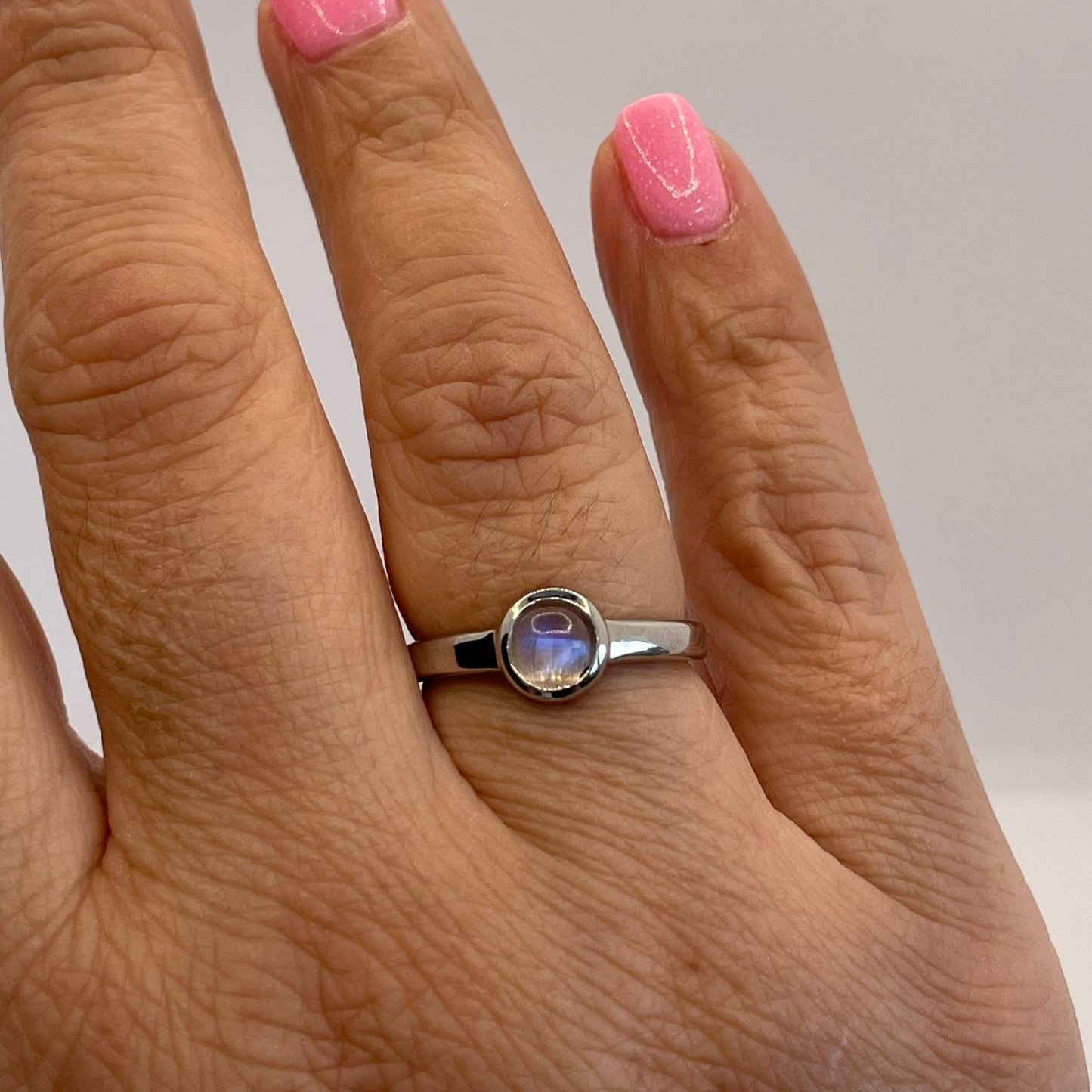 Dainty Rainbow Moonstone Ring