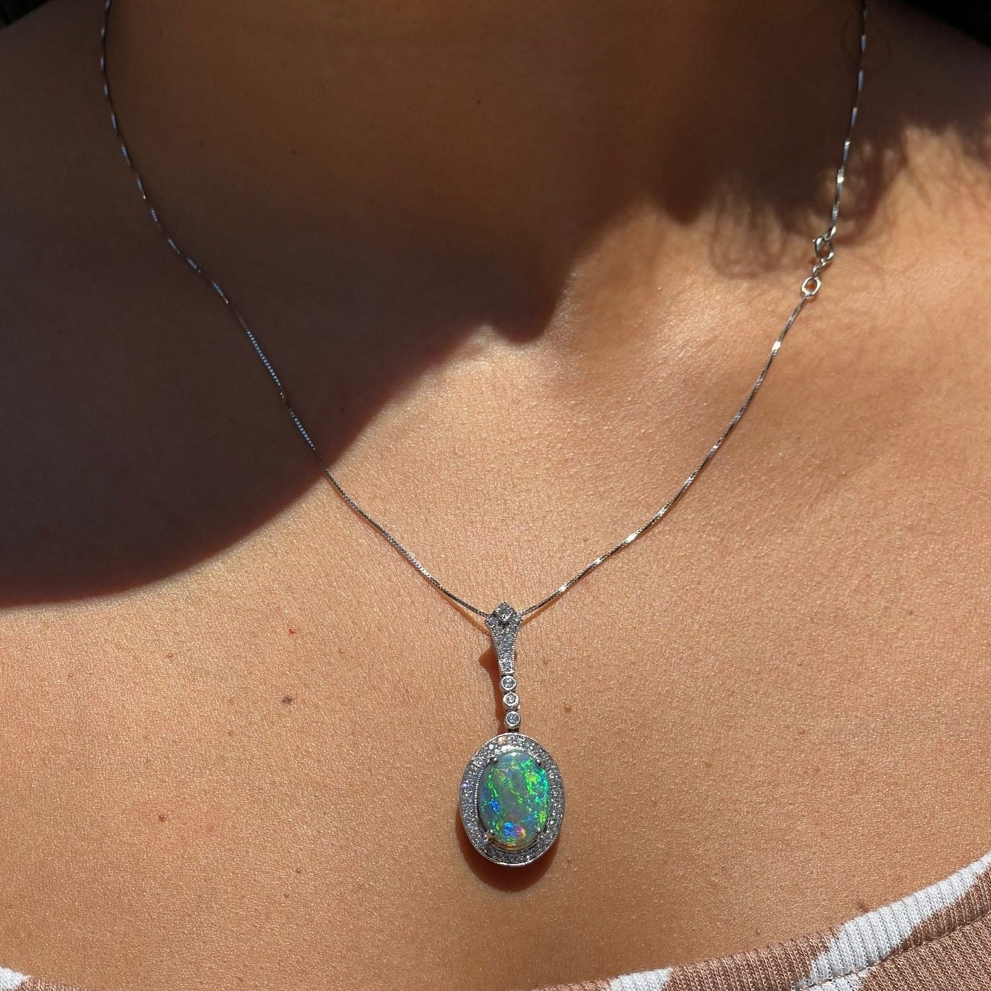 Australian Lightning Ridge Crystal Opal Pendant