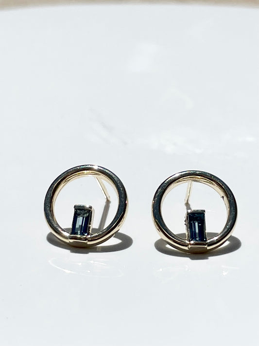 Topaz Circle Baguette Stud Earrings