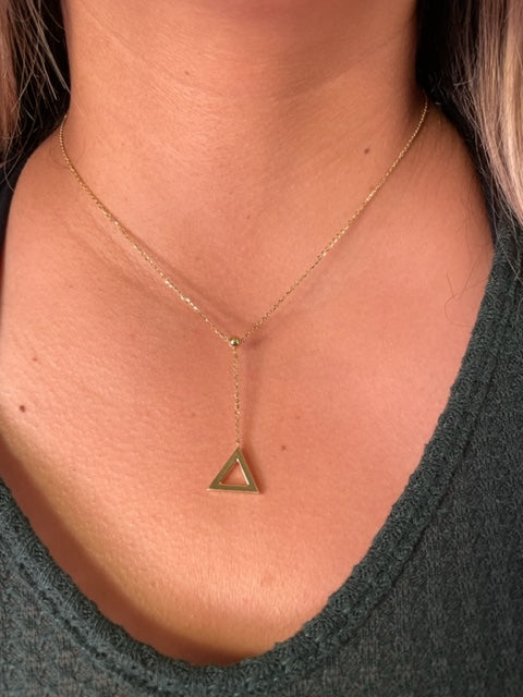 18K Gold Triangle Drop Necklace