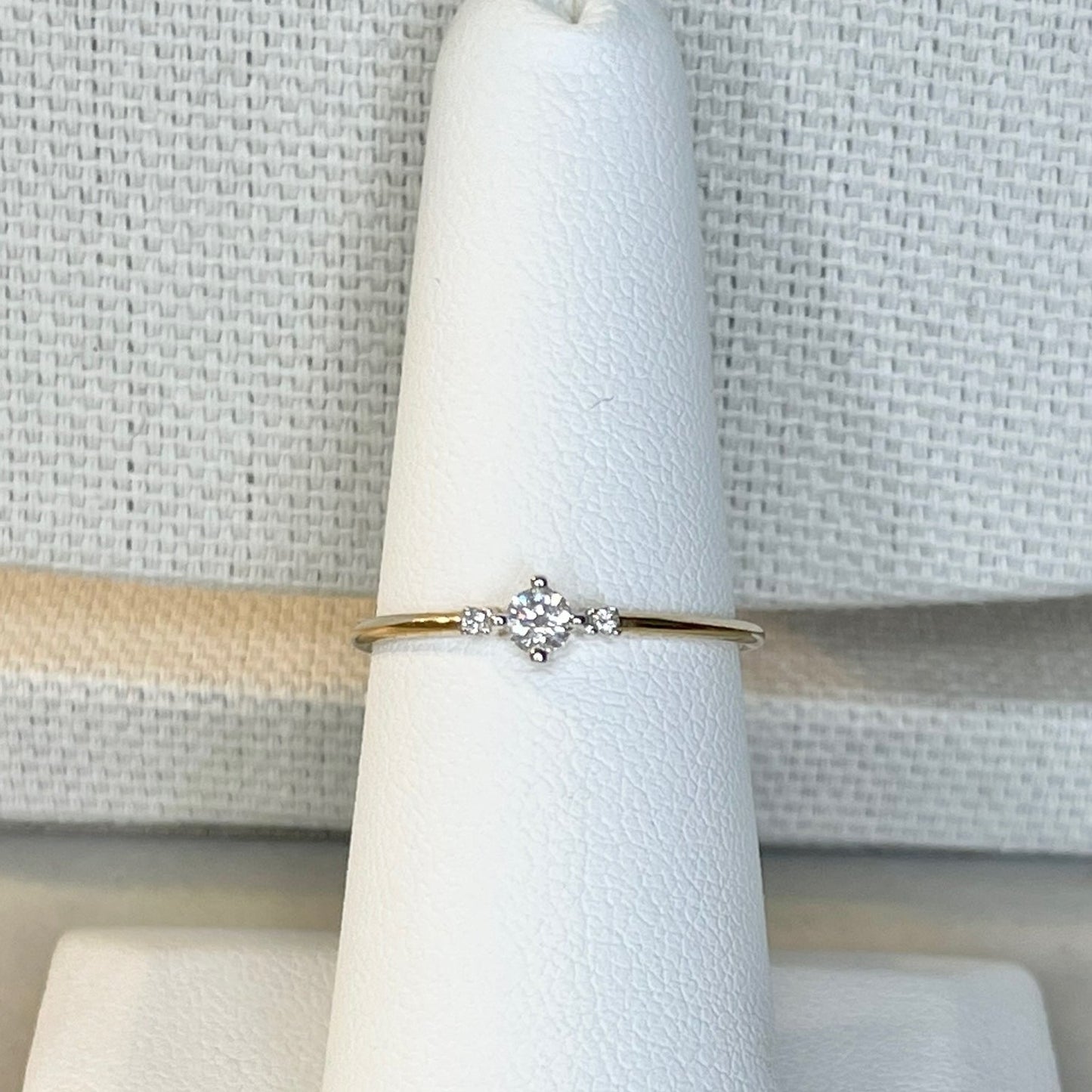 14K Gold Diamond Solitaire Stackable Ring