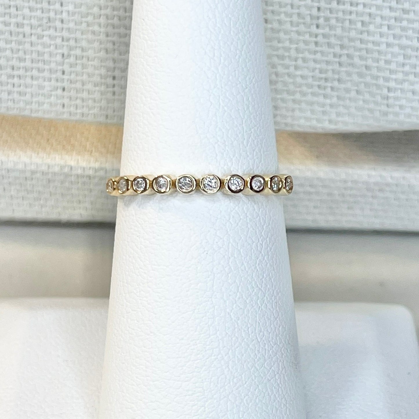 14K Gold Diamond Bubble Stackable Ring