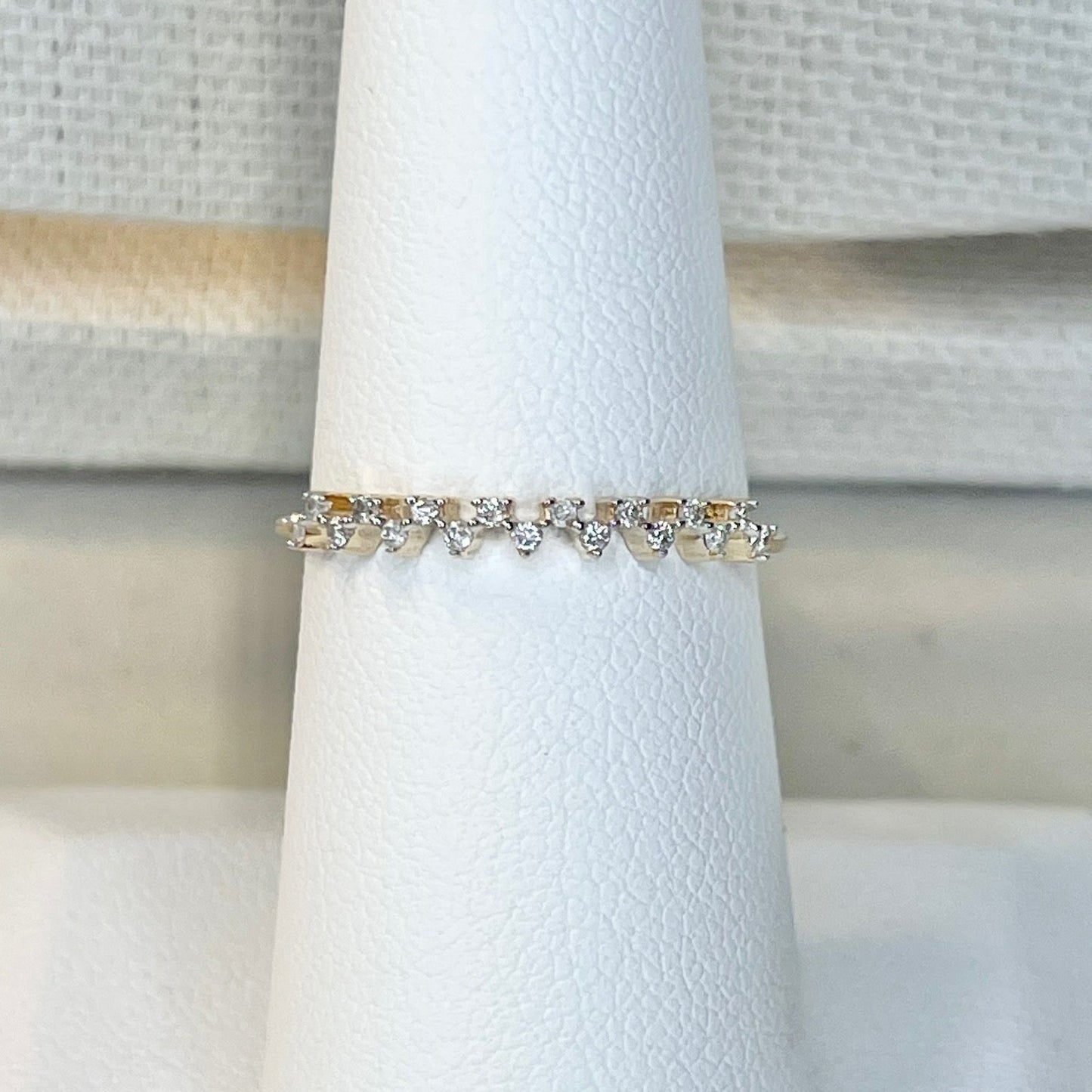 14K Gold Dainty Contour Diamond Ring