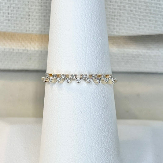 14K Gold Dainty Contour Diamond Ring