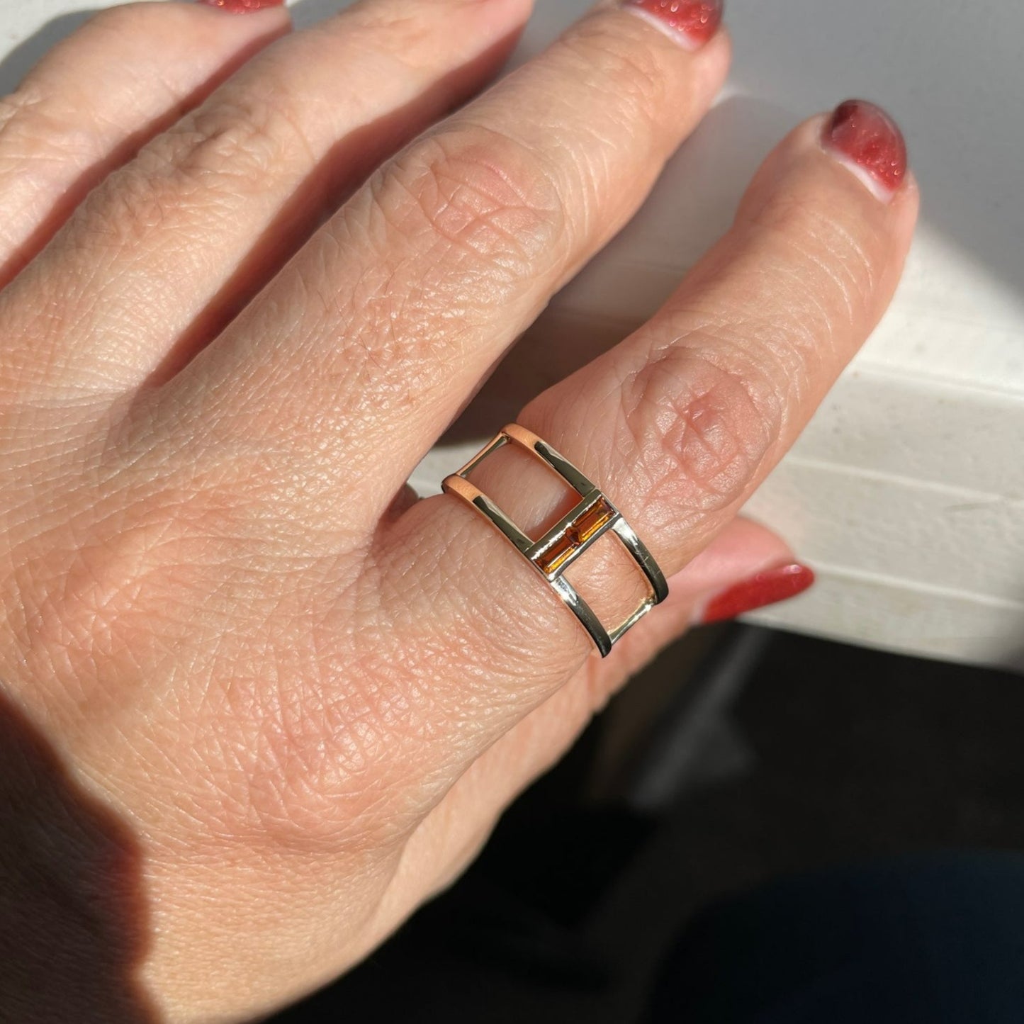 Natural Citrine Negative Space Ring