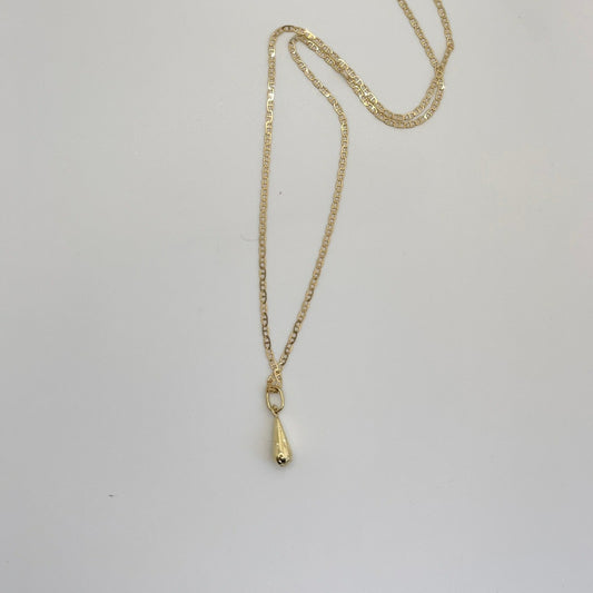 18K Gold Teardrop Pendant w/Chain