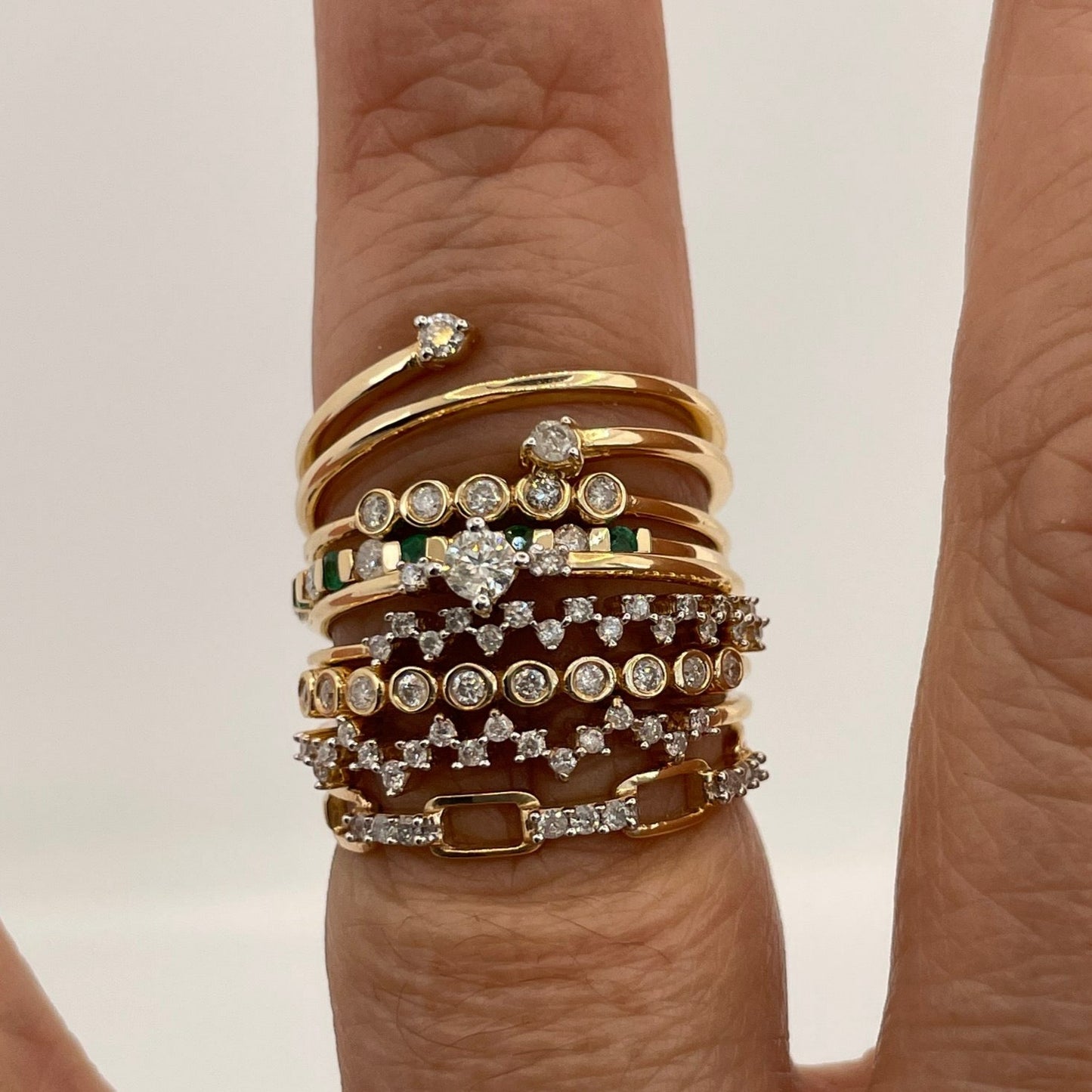 14K Gold Diamond Bubble Stackable Ring