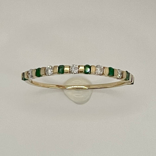 14K Gold Diamond Emerald Stack Ring